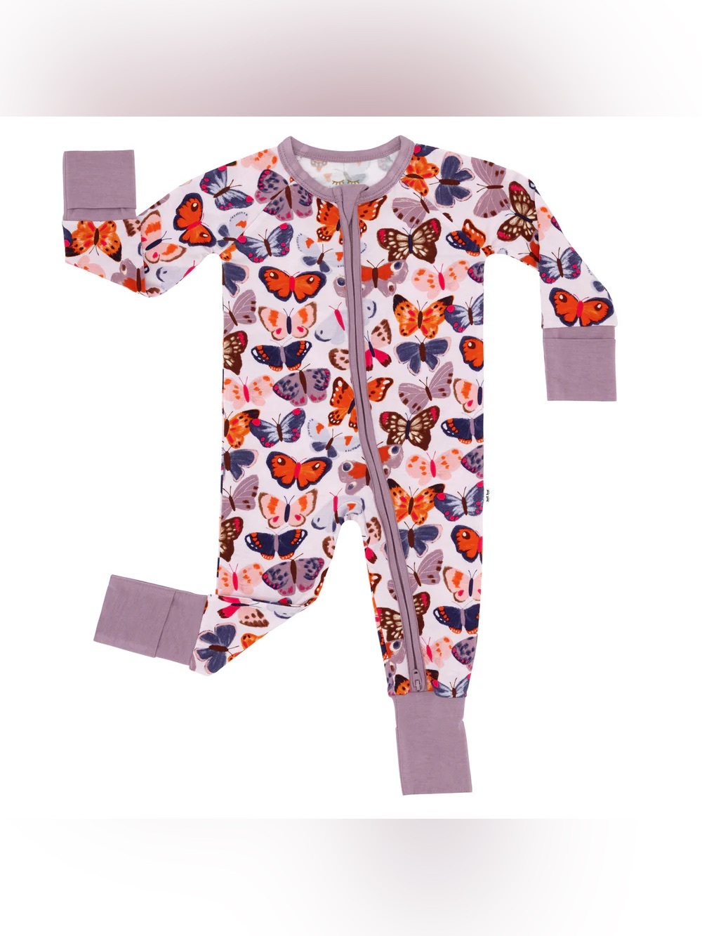 Little Sleepies Lavender Butterfly Footie with Orange Accents